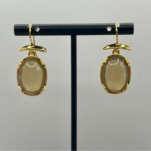 Elegant Gold and Opaque Stone Earrings